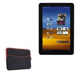 BoxWave Case Compatible with Galaxy Tab 10.1 P7510 (Wi-Fi Only) - SoftSuit with Pocket, Soft Pouch Neoprene Cover Sleeve Zipper Pocket - Jet Black with Red Trim