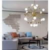 Unique Dandelion 1-Lights Sputnik Chandelier Vintage Gold Chrome Finish Metal During Light Spherical Opaline Glass Shade Hanging Light for Bedroom-Golden 18 Head view 4