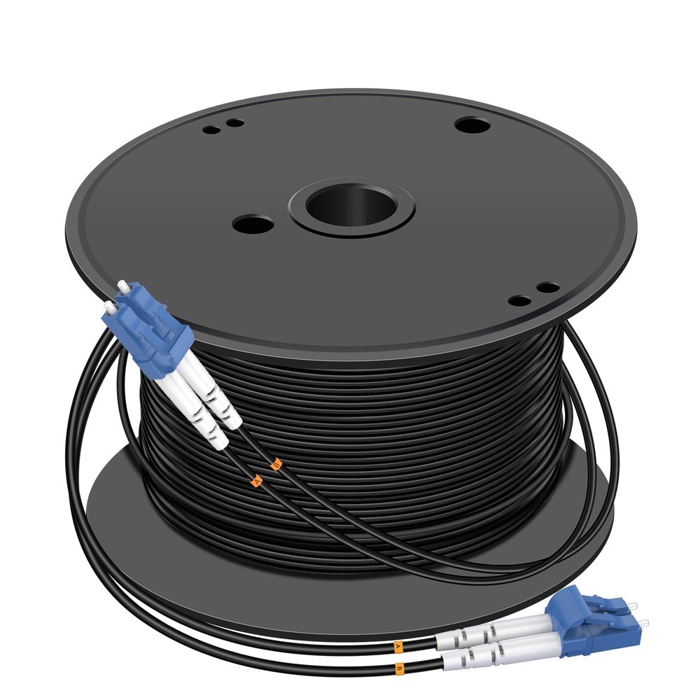 Jeirdus 400M LC to LC Outdoor Armored Fiber Optic Cable Duplex 9/125 SM Jumper Optical Patch Cord Singlemode 400Meters 1312ft LC-LC