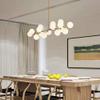 Modern Round 16-Lights During Light Spherical Opaline Glass Shade Hanging Light Gold Metal Hanging Lamp for Kitchen Island Dining Room Sink Bar-Golden 16 Head view 2