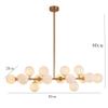 Modern Round 16-Lights During Light Spherical Opaline Glass Shade Hanging Light Gold Metal Hanging Lamp for Kitchen Island Dining Room Sink Bar-Golden 16 Head view 3