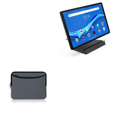 BoxWave Case Compatible with Lenovo Smart Tab M10 Plus - SoftSuit with Pocket, Soft Pouch Neoprene Cover Sleeve Zipper Pocket - Charcoal Grey