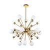 Unique Dandelion 1-Lights Sputnik Chandelier Vintage Gold Chrome Finish Metal During Light Spherical Opaline Glass Shade Hanging Light For Bedroom-Golden 12 head view 1