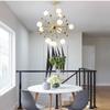Unique Dandelion 1-Lights Sputnik Chandelier Vintage Gold Chrome Finish Metal During Light Spherical Opaline Glass Shade Hanging Light For Bedroom-Golden 12 head view 2