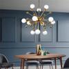 Unique Dandelion 1-Lights Sputnik Chandelier Vintage Gold Chrome Finish Metal During Light Spherical Opaline Glass Shade Hanging Light For Bedroom-Golden 12 head view 4