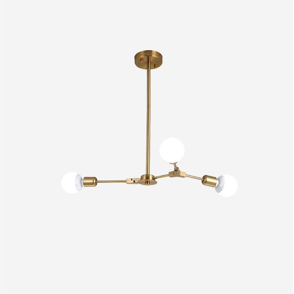 Modern 9-Lights Sputnik Chandelier Irregular Metal During Light Round Opaline Glass Shade Ceiling Light for Kitchen Living Room Hallway-Golden 3 Heads
