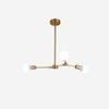 Modern 9-Lights Sputnik Chandelier Irregular Metal During Light Round Opaline Glass Shade Ceiling Light for Kitchen Living Room Hallway-Golden 3 Heads view 1