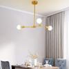 Modern 9-Lights Sputnik Chandelier Irregular Metal During Light Round Opaline Glass Shade Ceiling Light for Kitchen Living Room Hallway-Golden 3 Heads view 2