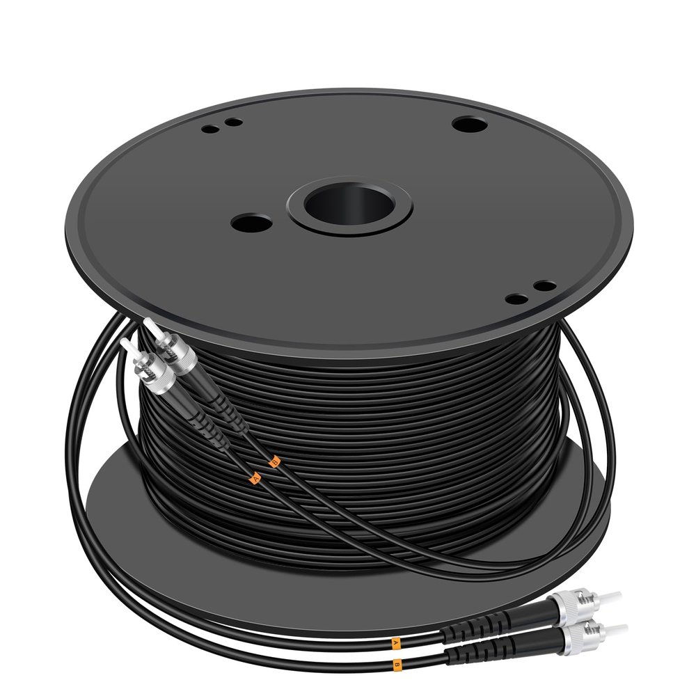 Jeirdus 400M ST to ST Outdoor Armored Duplex 9/125 SM Fiber Optic Cable Jumper Optical Patch Cord Singlemode 400Meters 1312ft ST-ST