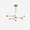 Modern 9-Lights Sputnik Chandelier Irregular Metal During Light Round Opaline Glass Shade Ceiling Light for Kitchen Living Room Hallway-Golden 6 Head view 1