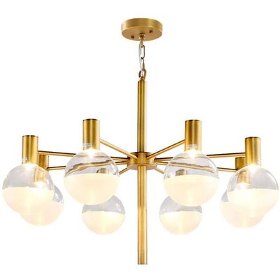 Vintage Industrial 12-lights Sputnik Chandelier Black Chrome Finish During Light Delicate Spherical Glass Shade Ceiling Light For Sink Bar Restaurant-Golden 8 head