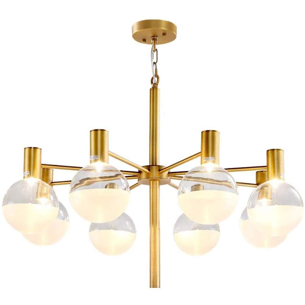 Vintage Industrial 12-lights Sputnik Chandelier Black Chrome Finish During Light Delicate Spherical Glass Shade Ceiling Light For Sink Bar Restaurant-Golden 8 head