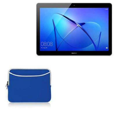 BoxWave Case Compatible with Huawei MediaPad T3 10 - SoftSuit with Pocket, Soft Pouch Neoprene Cover Sleeve Zipper Pocket - Super Blue