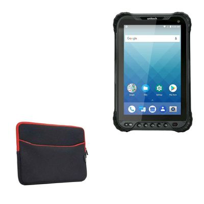 BoxWave Case Compatible with Unitech TB85 - SoftSuit with Pocket, Soft Pouch Neoprene Cover Sleeve Zipper Pocket - Jet Black with Red Trim