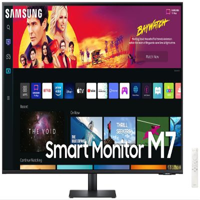 Samsung 43" M70B Series 4K UHD USB-C Smart Monitor & Streaming TV, 4ms, 60Hz, HDR10, Wireless Display, Gaming and IoT Hubs, Alexa Built-in, 2022, LS43BM702UNXZA, Black