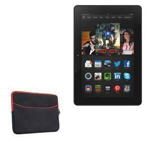 BoxWave Case Compatible with Kindle Fire HDX 8.9 (3rd Gen 2013) - SoftSuit with Pocket, Soft Pouch Neoprene Cover Sleeve Zipper Pocket - Jet Black with Red Trim