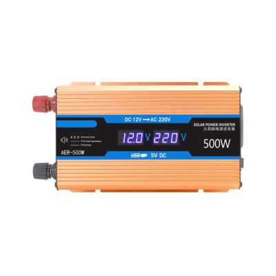 Niczu Modified Sine Wave 500W 1200W 1600W 2200W Power Inverter DC 12V/24V/48V/60V to AC 220V with Dual Display 5V 2A USB Port and Universal 3-Hole Output Jack,500W-12V