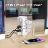 Surge Protector Power Strip Tower with PD18W USB C Port,10FT Extension Cord with 12 AC Mutiple Outlets 5 USB Charging Ports, PASSUS Power Tower Surge Protection for Home Office Dorm Room view 3