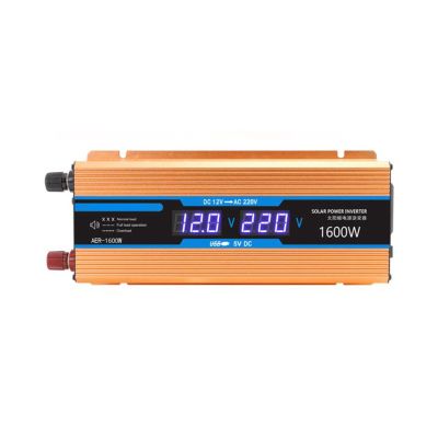 Niczu Modified Sine Wave 500W 1200W 1600W 2200W Power Inverter DC 12V/24V/48V/60V to AC 220V with Dual Display 5V 2A USB Port and Universal 3-Hole Output Jack,1600W-24V