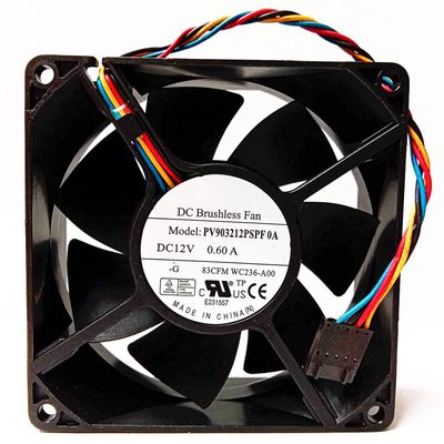 PV903212PSPF 0A Fan DC12V 0.60A 83CFM WC236-A00 4-Wire Chassis Cooling Fan