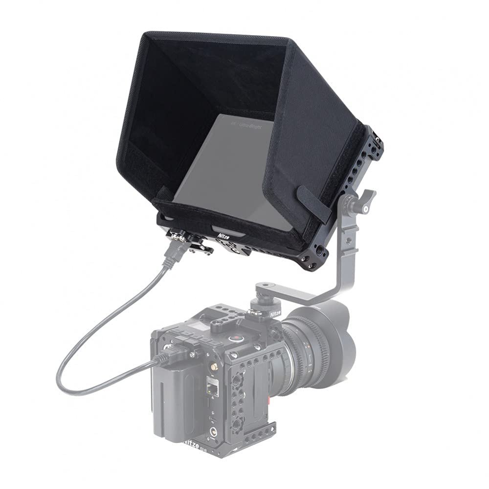 Nitze 7inch Monitor Cage Rig w Sunhood n Cable Clamp Compatible with Feelworld LUT7/LUT7 PRO/LUT7S PRO 7" Touch Screen Camera Field Monitor