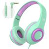 Mevoix Kids Headphones with Mic, 94dB Volume Limit Over Ear Kids Headphones Wired for School - Mint view 1