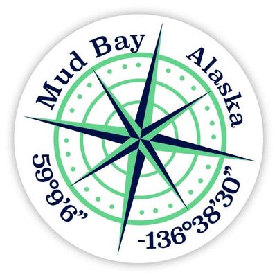 Mud Bay Alaska 2-Inch Vinyl Decal Sticker Latitude Longitude Compass Design