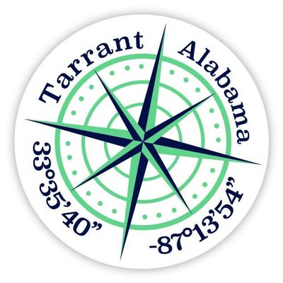 Tarrant Alabama 2-Inch Vinyl Decal Sticker Latitude Longitude Compass Design