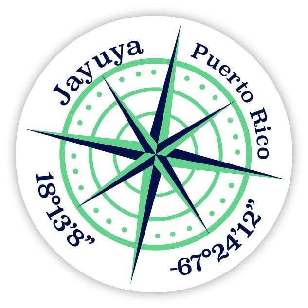 Jayuya Puerto Rico 2-Inch Vinyl Decal Sticker Latitude Longitude Compass Design