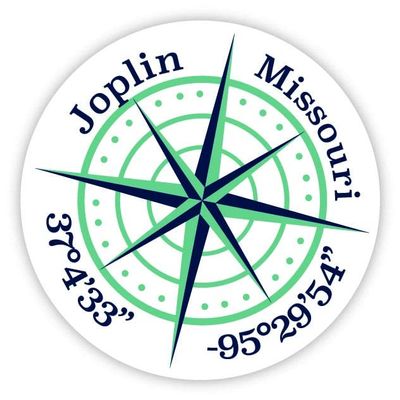 Joplin Missouri 2-Inch Vinyl Decal Sticker Latitude Longitude Compass Design