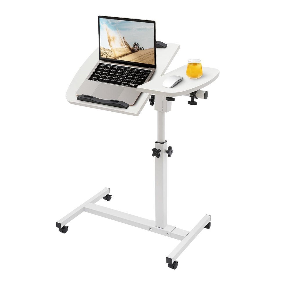 Adjustable Rolling Laptop Table, 23.62-37.4 in Height Adjustable Computer Desk Standing Computer Desk Laptop Workstation with 4Universal Wheels for Home Office