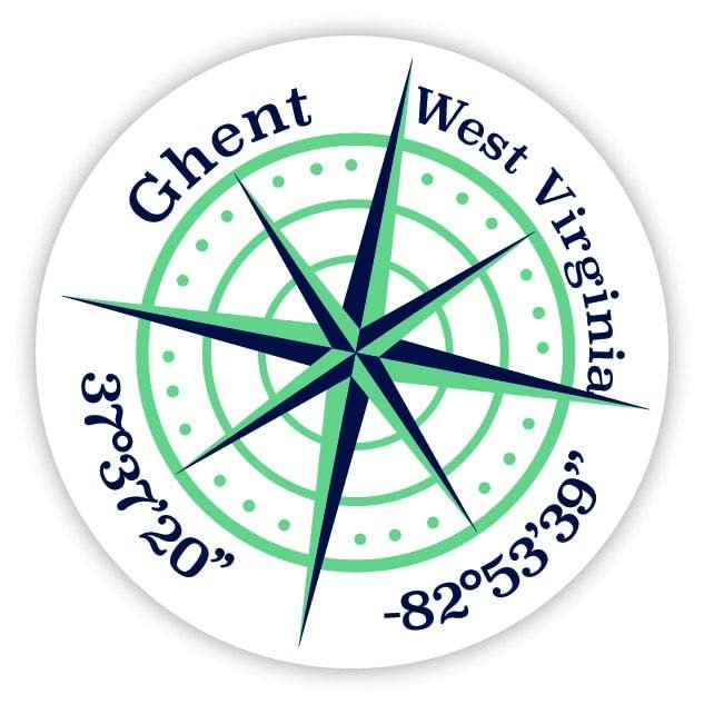 Ghent West Virginia 2-Inch Vinyl Decal Sticker Latitude Longitude Compass Design