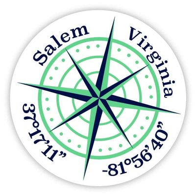 Salem Virginia 2-Inch Vinyl Decal Sticker Latitude Longitude Compass Design