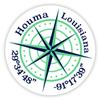 Houma Louisiana 2-Inch Vinyl Decal Sticker Latitude Longitude Compass Design view 1