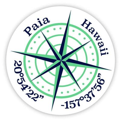 Paia Hawaii 2-Inch Vinyl Decal Sticker Latitude Longitude Compass Design
