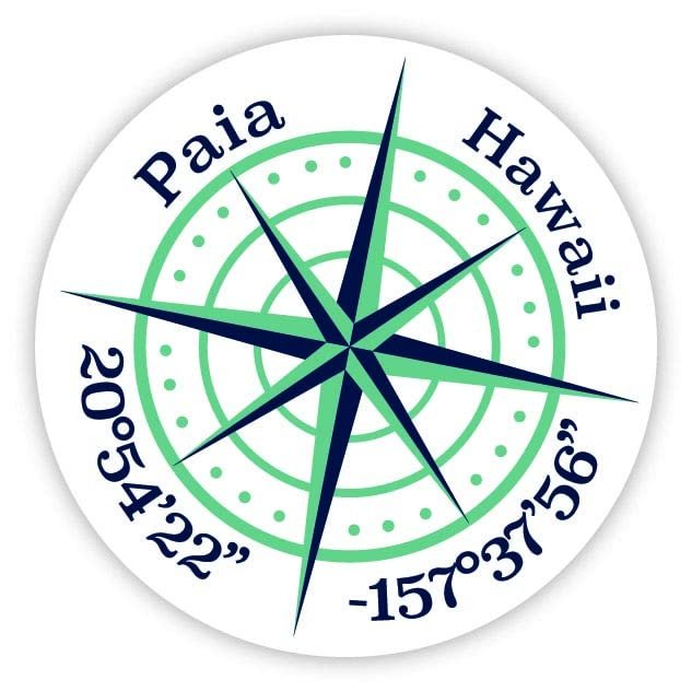 Paia Hawaii 2-Inch Vinyl Decal Sticker Latitude Longitude Compass Design