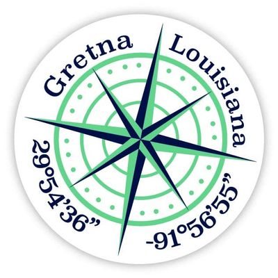 Gretna Louisiana 2-Inch Vinyl Decal Sticker Latitude Longitude Compass Design