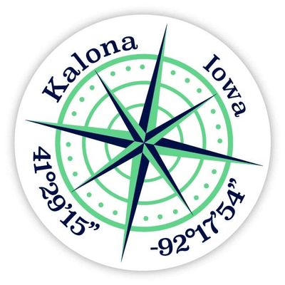 Kalona Iowa 2-Inch Vinyl Decal Sticker Latitude Longitude Compass Design