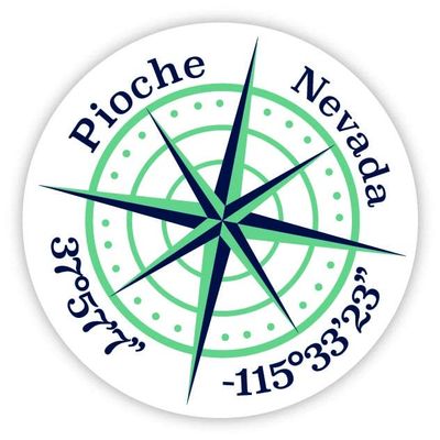 Pioche Nevada 2-Inch Vinyl Decal Sticker Latitude Longitude Compass Design