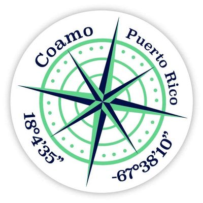 Coamo Puerto Rico 2-Inch Vinyl Decal Sticker Latitude Longitude Compass Design
