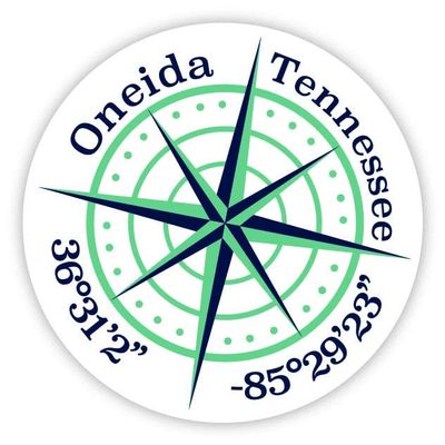 Oneida Tennessee 2-Inch Vinyl Decal Sticker Latitude Longitude Compass Design