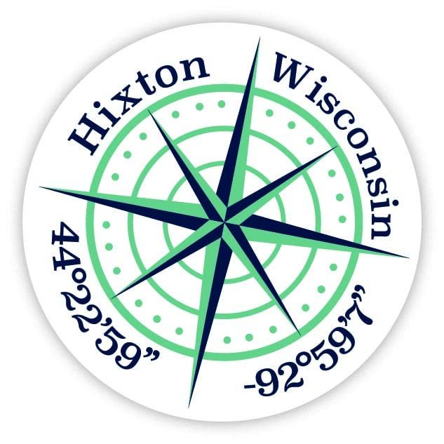 Hixton Wisconsin 2-Inch Vinyl Decal Sticker Latitude Longitude Compass Design