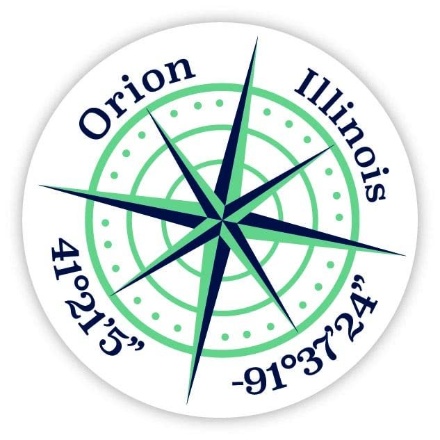 Orion Illinois 2-Inch Vinyl Decal Sticker Latitude Longitude Compass Design