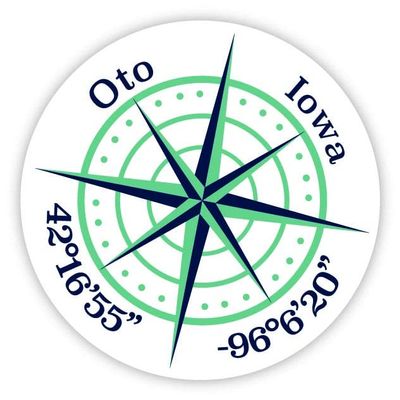 OTO Iowa 2-Inch Vinyl Decal Sticker Latitude Longitude Compass Design