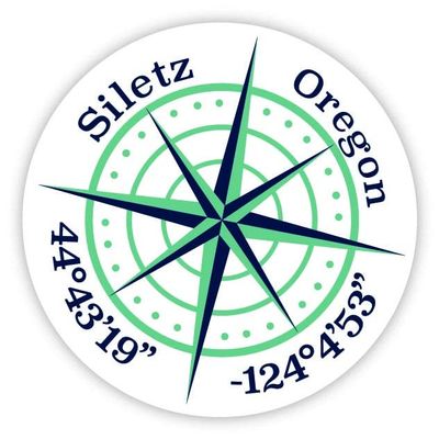 Siletz Oregon 2-Inch Vinyl Decal Sticker Latitude Longitude Compass Design