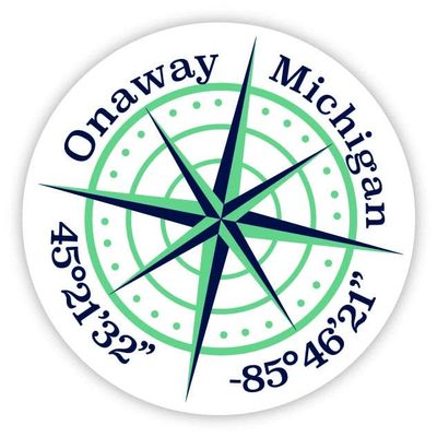 Onaway Michigan 2-Inch Vinyl Decal Sticker Latitude Longitude Compass Design