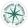 Onaway Michigan 2-Inch Vinyl Decal Sticker Latitude Longitude Compass Design view 1