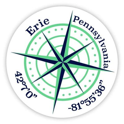 Erie Pennsylvania 2-Inch Vinyl Decal Sticker Latitude Longitude Compass Design