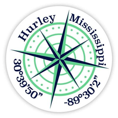 Hurley Mississippi 2-Inch Vinyl Decal Sticker Latitude Longitude Compass Design