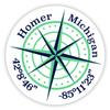 Homer Michigan 2-Inch Vinyl Decal Sticker Latitude Longitude Compass Design view 1